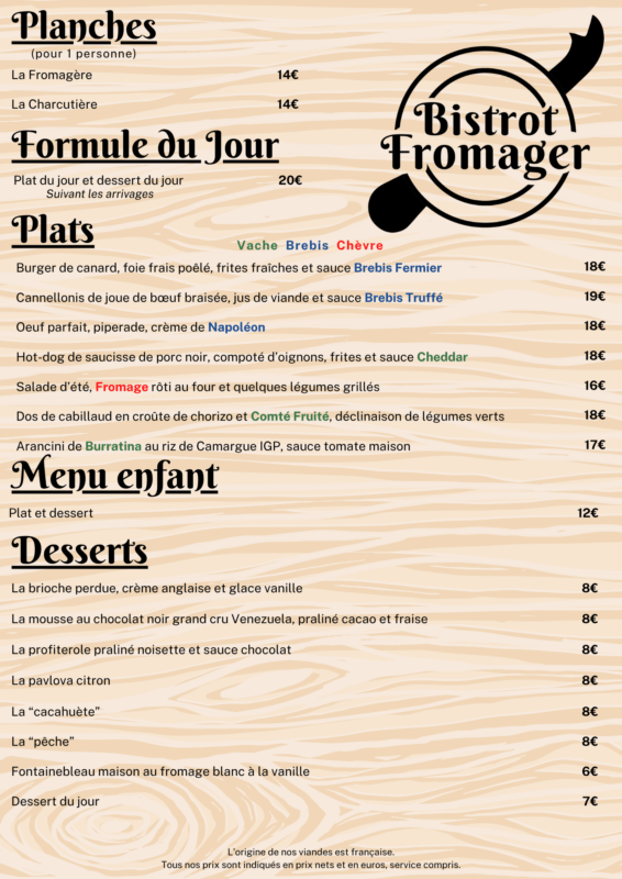 MENU JUILLET